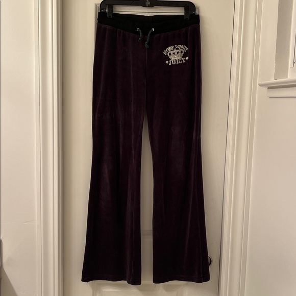 2-PC JUICY👑COUTURE Eggplant Velour Hooded Embroidered Tall Tracksuit - Picture 6 of 16